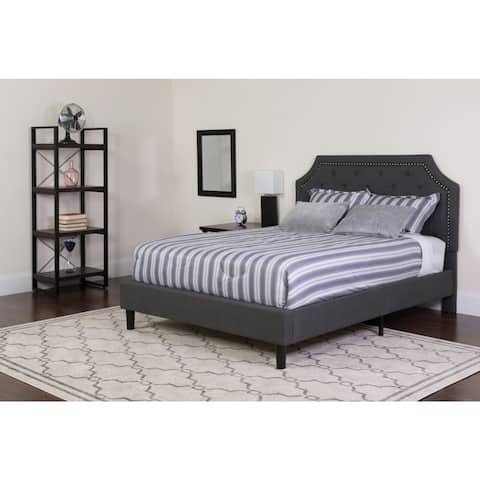 Arched Tufted Upholstered Platform Bed and Pocket Spring Mattress