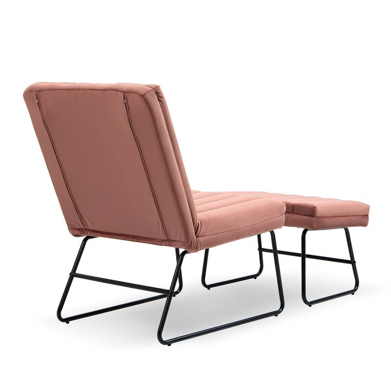Lazy Lounge Chair with Footstool,Single Upholstered Sofa Chair Set