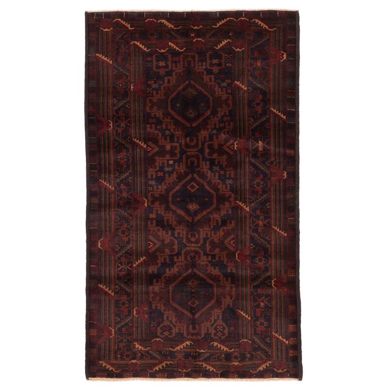 ECARPETGALLERY Hand-knotted Teimani Dark Brown Wool Rug - 3'7 x 6'3