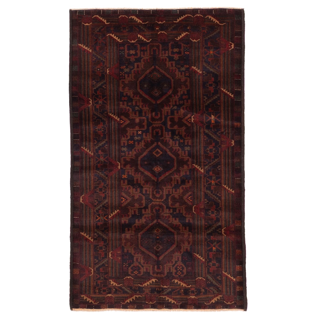 ECARPETGALLERY Hand-knotted Teimani Dark Brown Wool Rug - 3'7 x 6'3