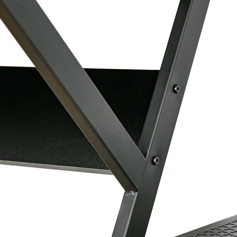 HOMCOM Industrial Computer Desk with Monitor Shelf, R Shaped Writing Table for Home Office