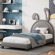 preview thumbnail 47 of 52, Merax Upholstered Leather Platform Bed with Rabbit Ornament