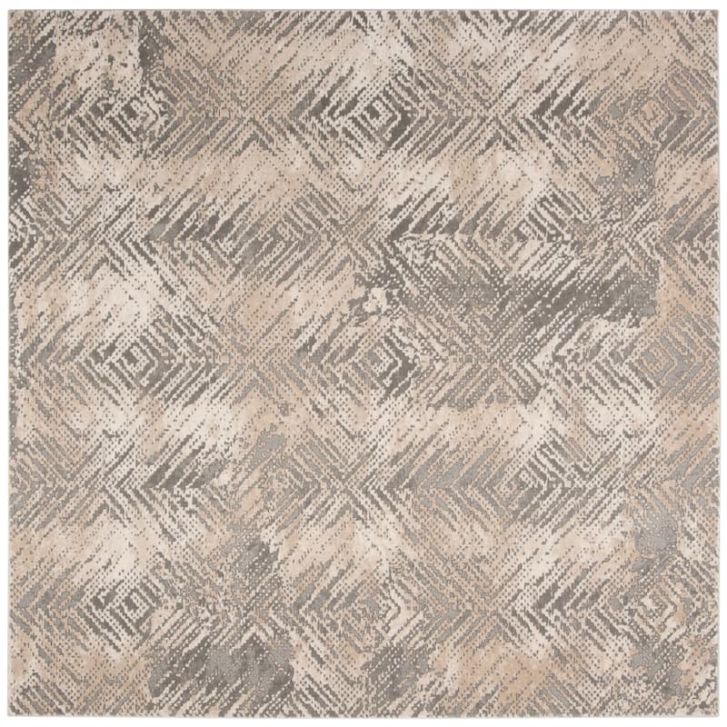 SAFAVIEH Meadow Lavonne Modern Abstract Rug - 6'7" Square - Ivory/Grey