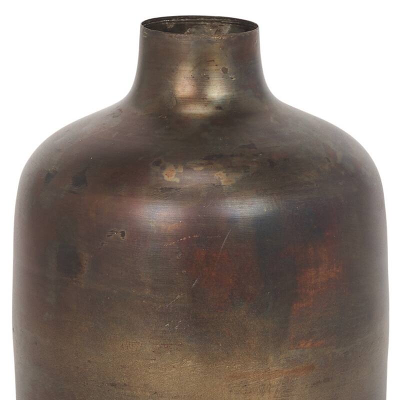 9" Antiqued Gold Metal Cylinder Table Vase - 6.30