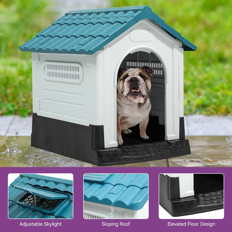 Moasis Slant-roof Dog House with Skylight