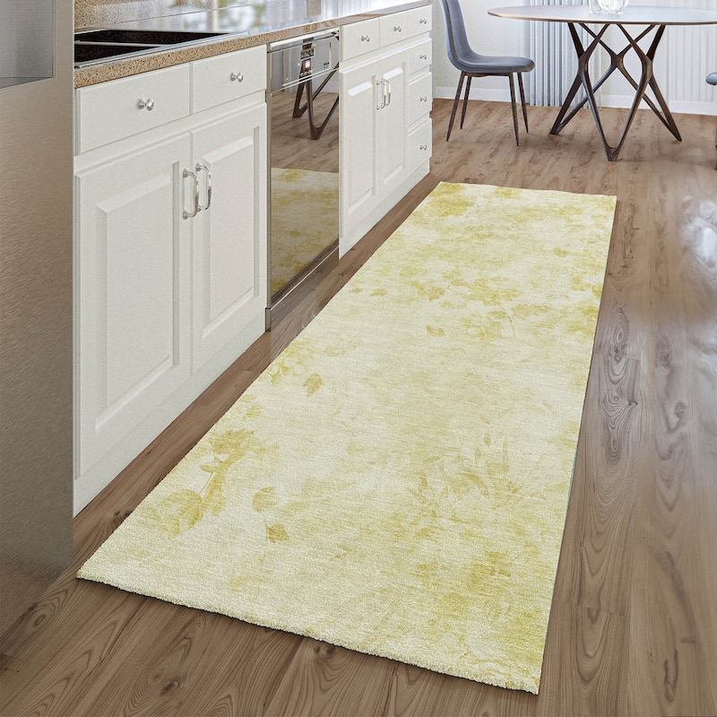 Premium Washable Super Soft Modern Floral Mayfield Rug - Gold - 2' 3" x 7' 6" - Runner