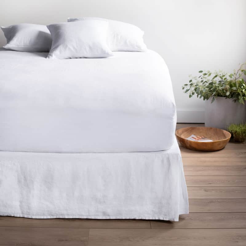 100% French Linen Bedskirt by BOKSER HOME - King - White