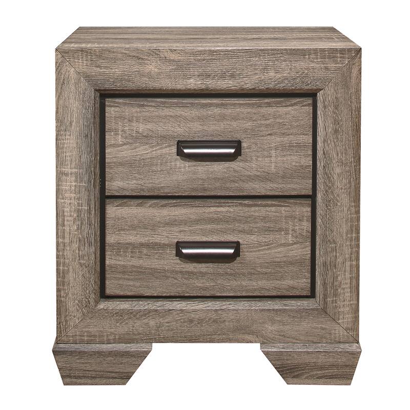 Natural Finish Nightstand, Flat Cup Pulls, 2 Dovetail Drawers, Wooden Bedside Table