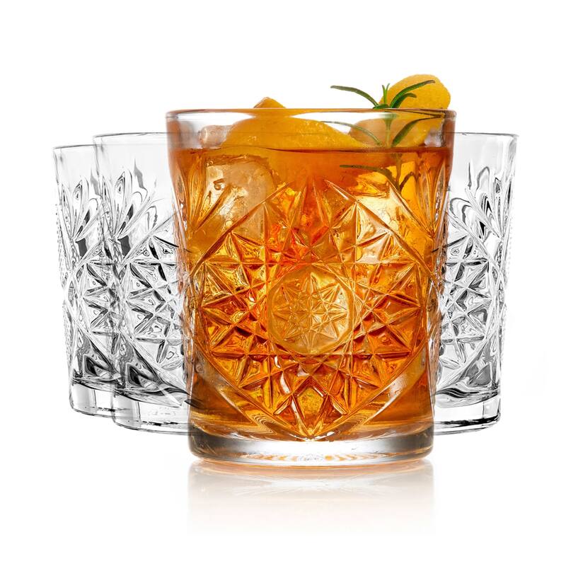 Libbey Hobstar Double Old Fashioned Glasses, 12-ounce, Clear, Set of 4 - Set of 4