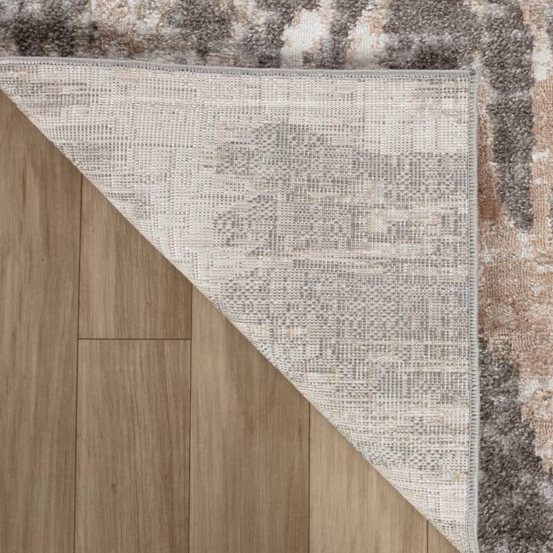 Distressed Abstract Modern Stain Resistant Low Pile Durable Area Rug