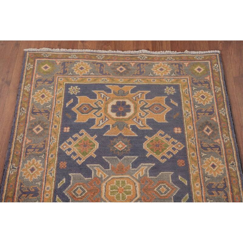 Geometric Kazak Oriental Foyer Rug Handmade Wool Carpet - 2'9" x 4'2"