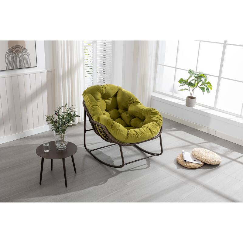 Olive 37.2" Rocking Chair with Steel Frame