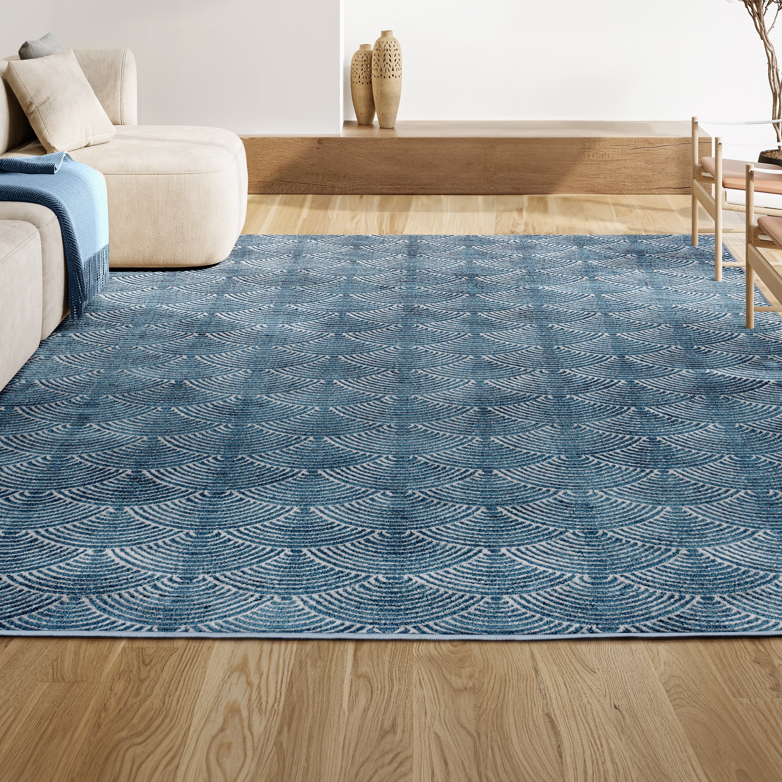 JONATHAN Y Cole Geometric Art Deco Fan Pattern High-Low Rug - On