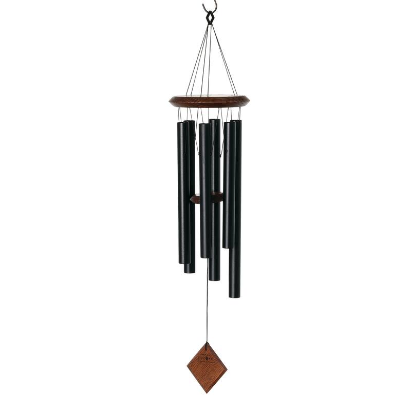 27 in. Woodstock Chimes of Pluto Wind Chime - Black/Teak