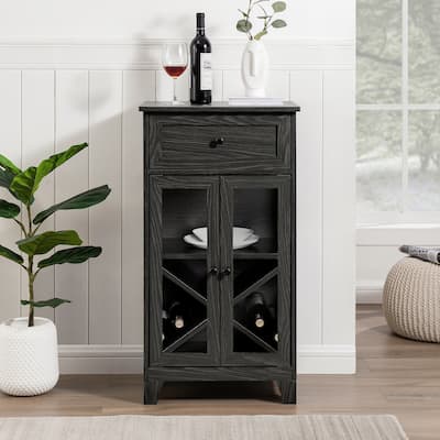 Middlebrook Glass-Door Bar Cabinet with Bottle Storage