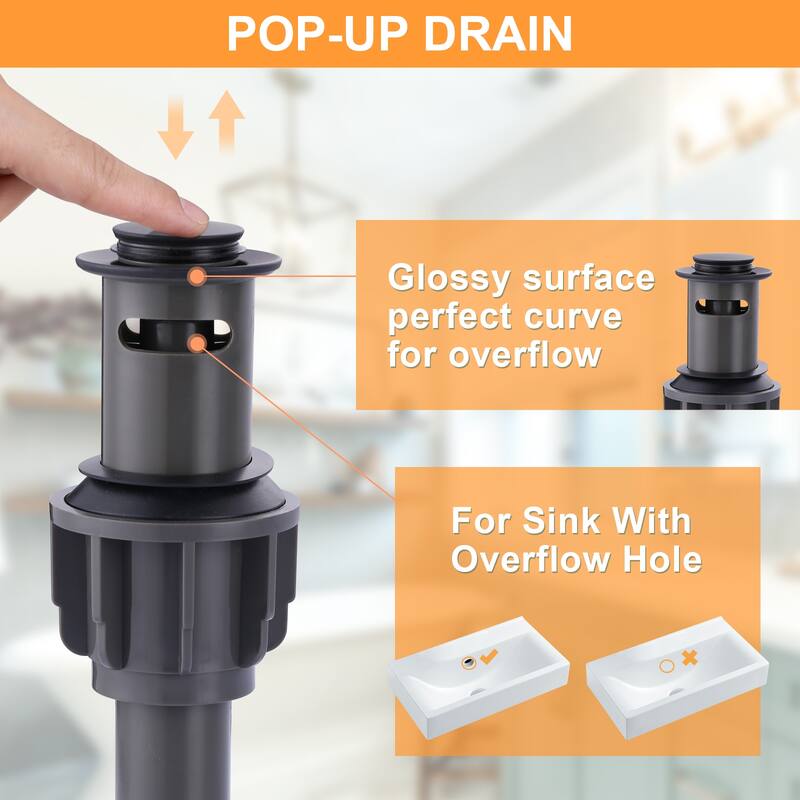 WOWOW 4 in. Centerset Double-Handle Bathroom Faucet with Pop Up Drain