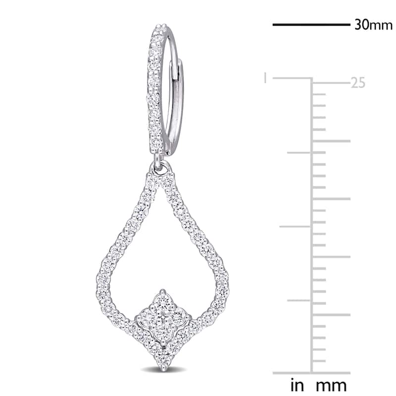 Miadora 18k White Gold 5/8ct TDW Diamond Open Hoop Clustered Leverback Drop Earrings