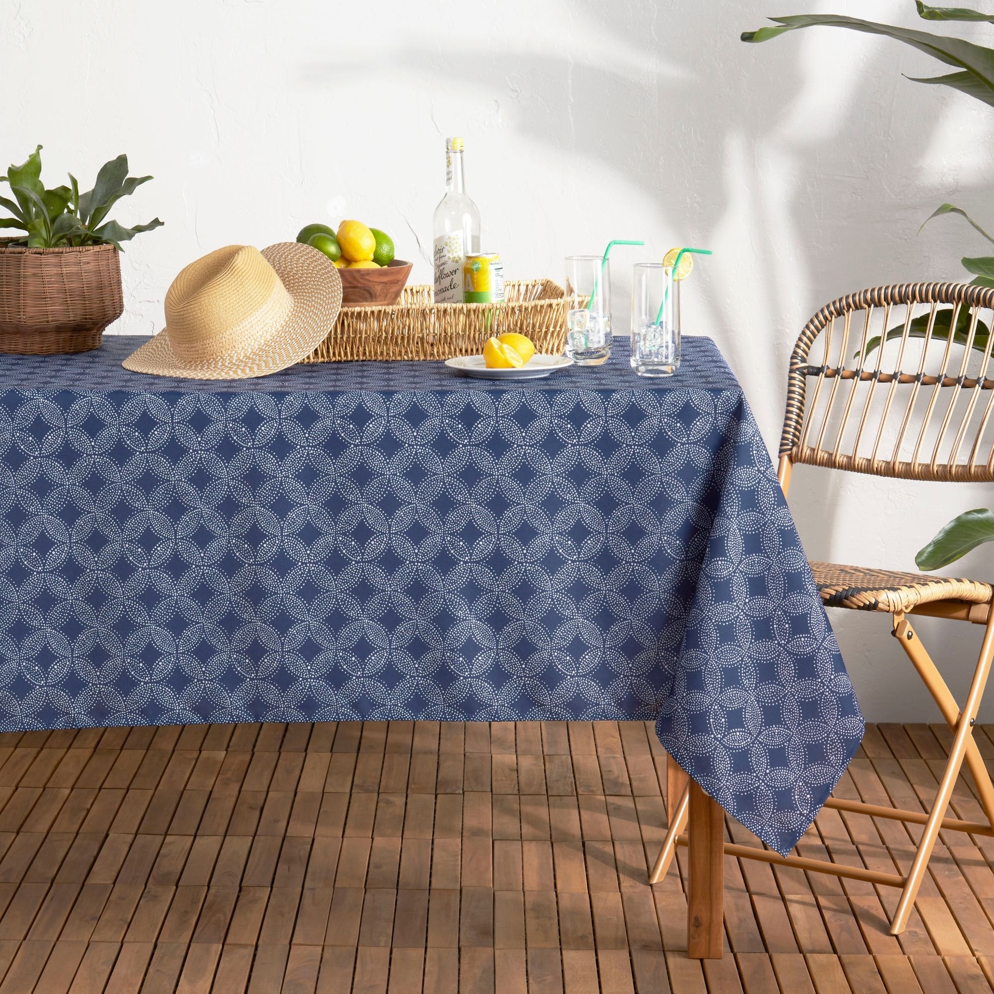 Tommy Bahama Island Tile Fabric Indoor Outdoor Tablecloth On