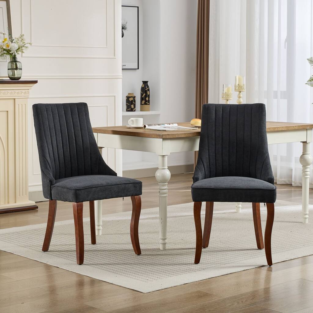 Dining Chairs for Dining Room with Curved Solid Wood Legs 2PCS