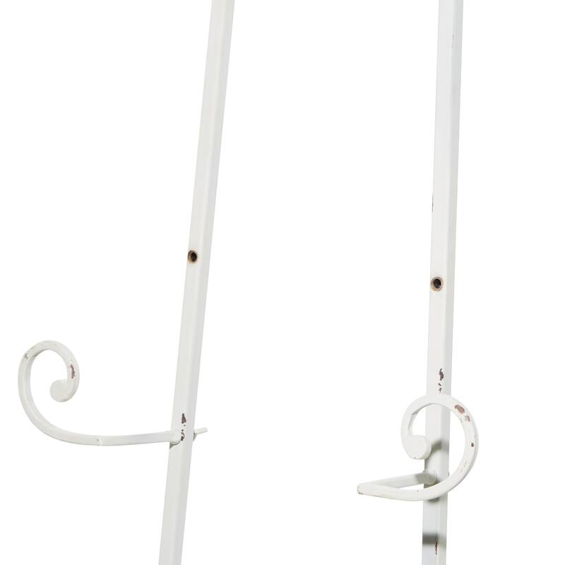 White Metal Large Adjustable 3 Tier Scroll Display Easel with Chain Support