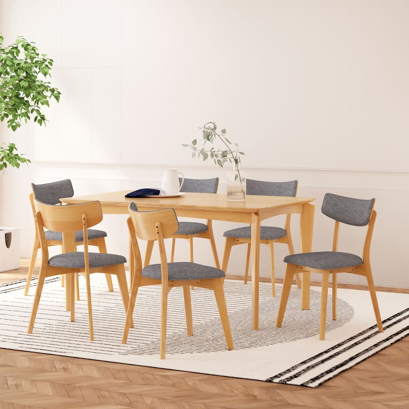 Carmody Wood 7 Piece Dining Set by Christopher Knight Home - Natural Oak + Dark Gray