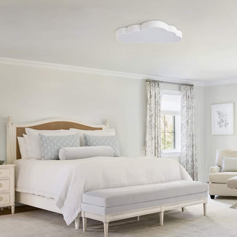Modern Cloud Shape Flush Mount Ceiling Light Matte White Acrylic Fixture for Kids Room Bedroom