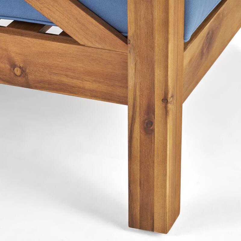 Mid Century Modern Acacia Wood Patio Club Chair