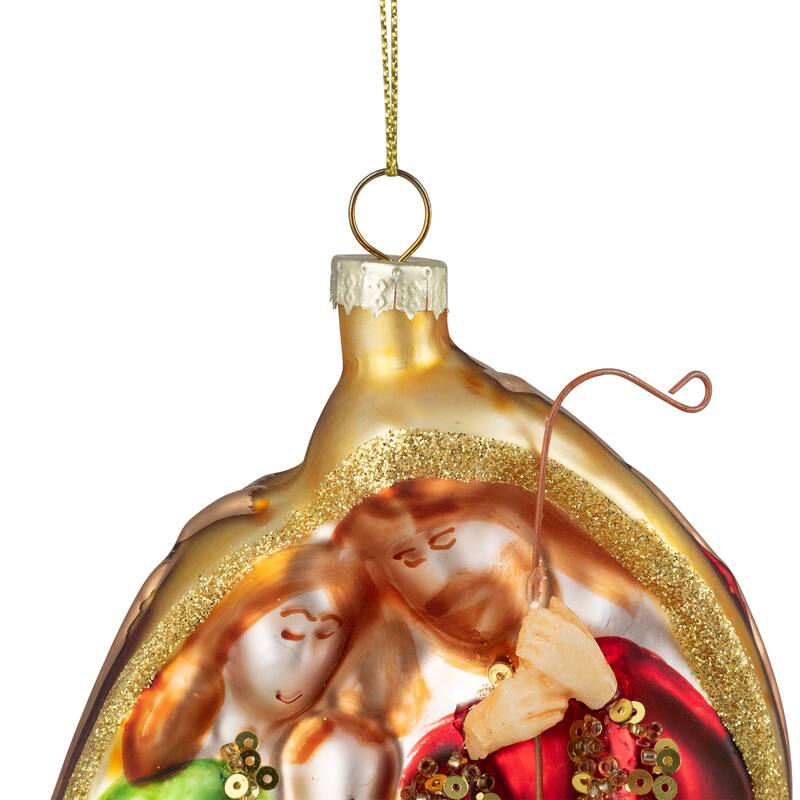 Holy Family Glass Nativity Christmas Ornament - 6"
