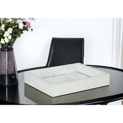 HomeRoots 10" Silver Rectangular Wood Handmade Tray