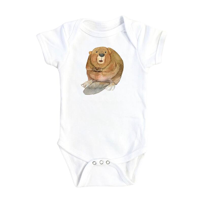 Beaver Solo - Baby Boy Girl Clothes Infant Bodysuit Funny Cute Newborn - Blue - 0-3M