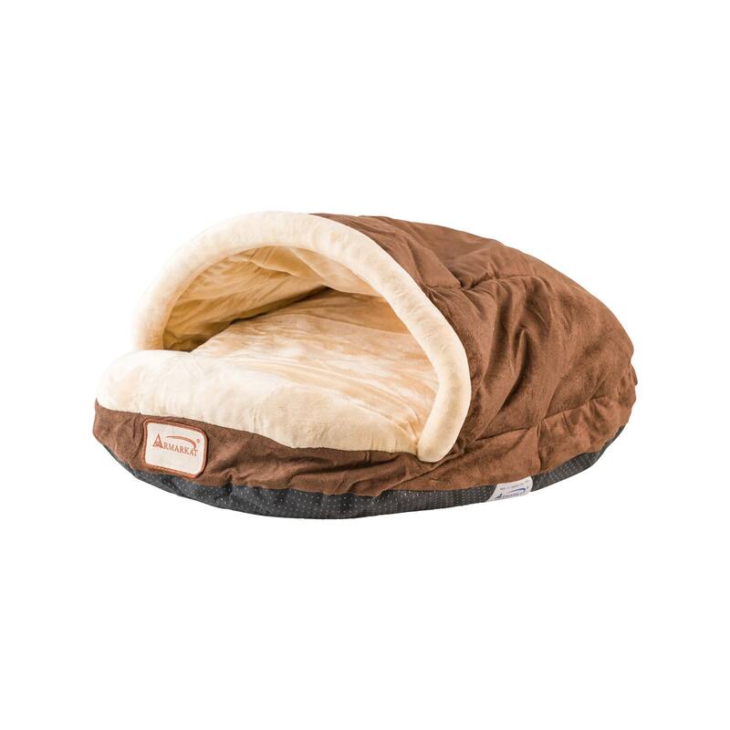 Slipper Shape Cat Bed For Indoor Cats and Dogs, Mocha/Beige - 22"L x 16"W x 12"H