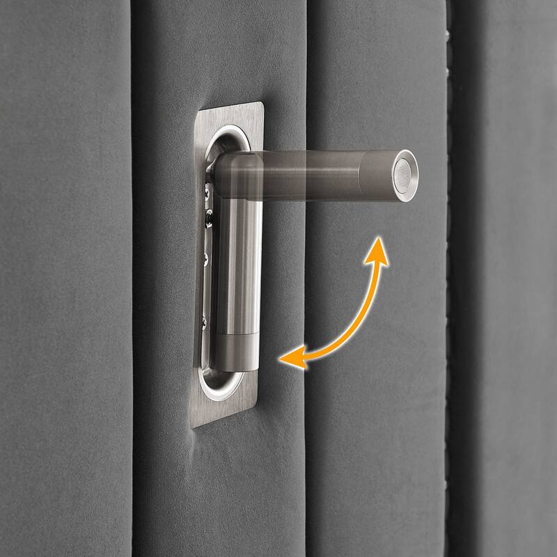 Queen Size Upholstered Bed Frame , Vertical Stripe Design with Buttons Around Platform Bed with Headboard