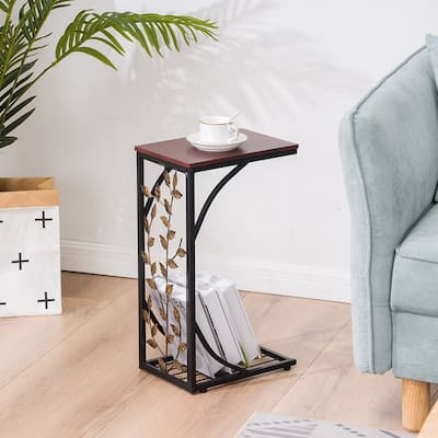 C Type Leaf Pattern Iron Side Table Coffee Table