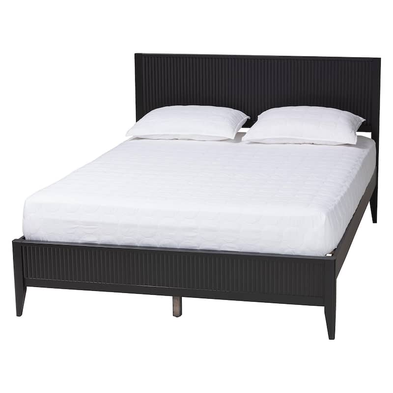 Primrose Mid-Century Fluted Wood Platform Bed - Black - King