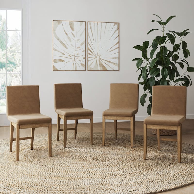 Gracie Modern Dining Chair, Upholstered Accent Dining Chair - Set of 4 - Light Brown