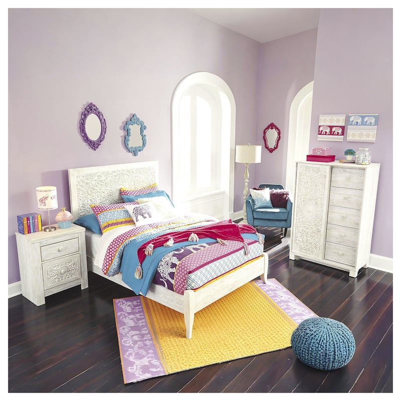 Paxberry Whitewash Panel Bed