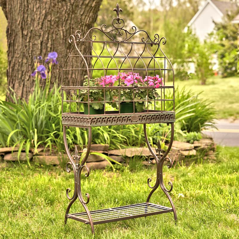 Iron Cage Plant Stand, "Paris 1968", Antique Blue