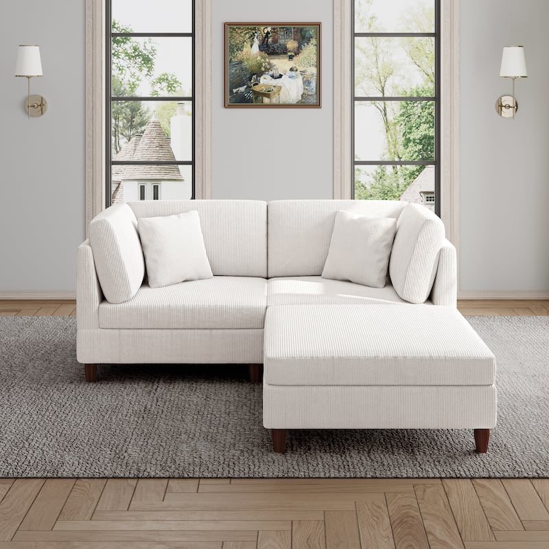 Modern Oversized Modular Corduroy Sectional Sofa Set