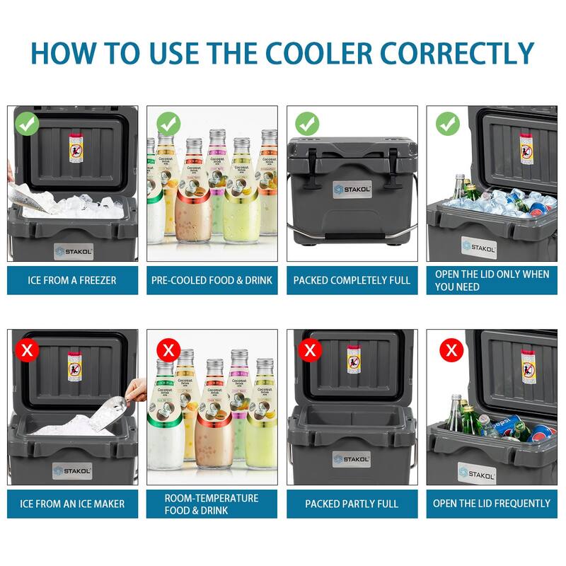 SKTAKOL 16 Quart Cooler Portable Ice Chest Leak-Proof 24 Cans Ice - See Details