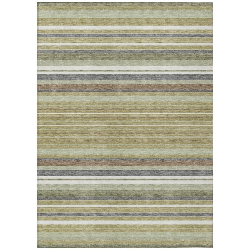 Machine Washable Indoor/ Outdoor Modern Stripes Chantille Rug