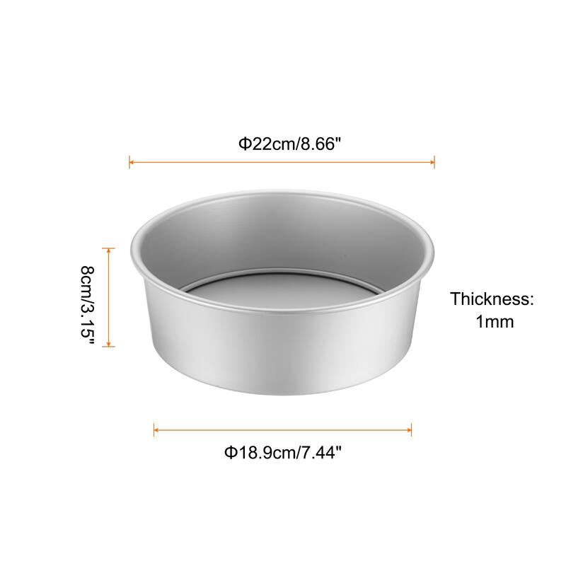 Round Cake Pan w Removable Loose Bottom Anodized Aluminum Baking Pan - Silver Tone - 8"