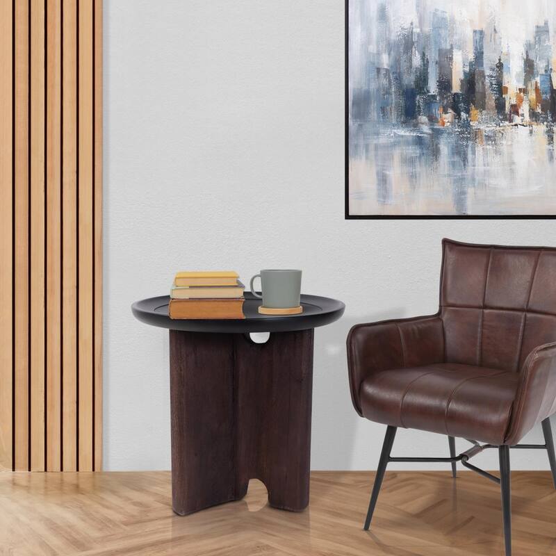 Rounded Bollack Tray Side Table - 23.3/4H x 24D x 24W