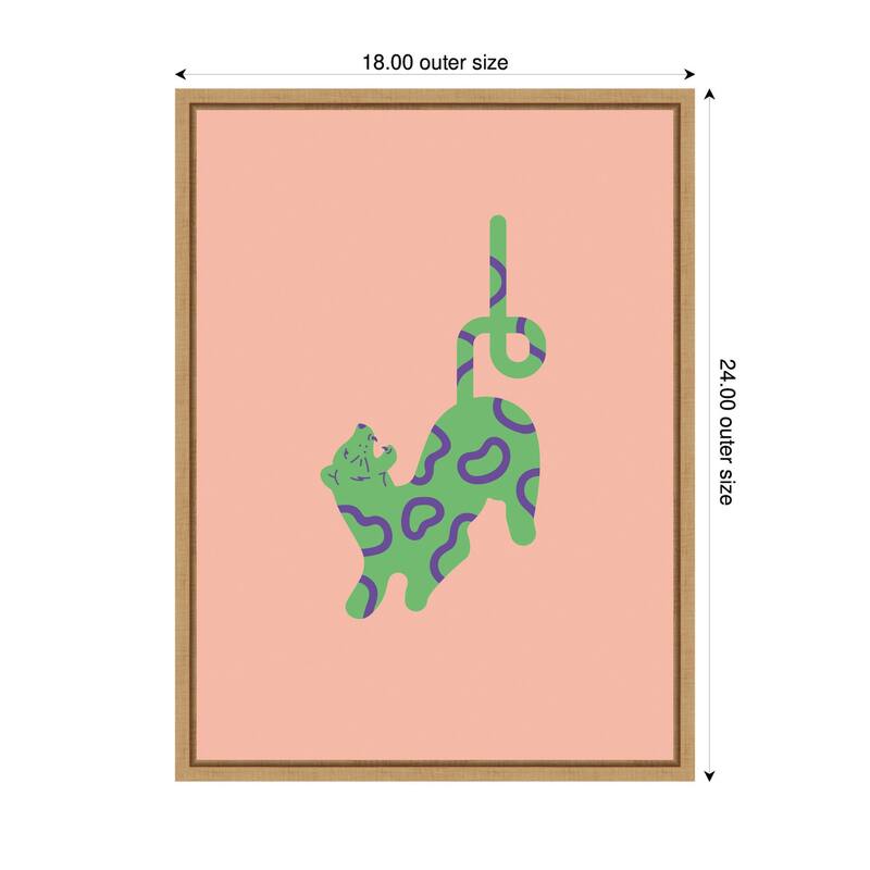 Kate and Laurel Green Leopard by Laura Moss Framed Canvas Wall Art Print