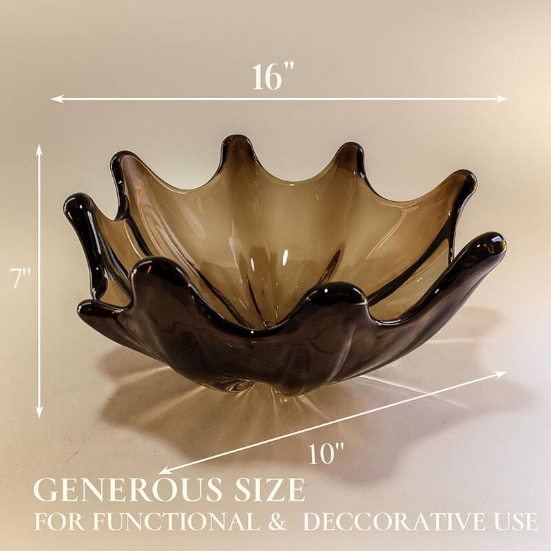 Elegant Sculptural Glass Bowl Centerpiece Decorative Accent 16"x10"