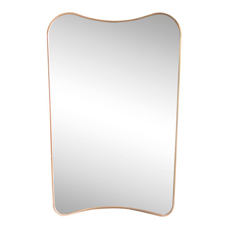 JONATHAN Y Alfie Irregular Metal Framed Wall Mounted Mirror with Flat Bottom