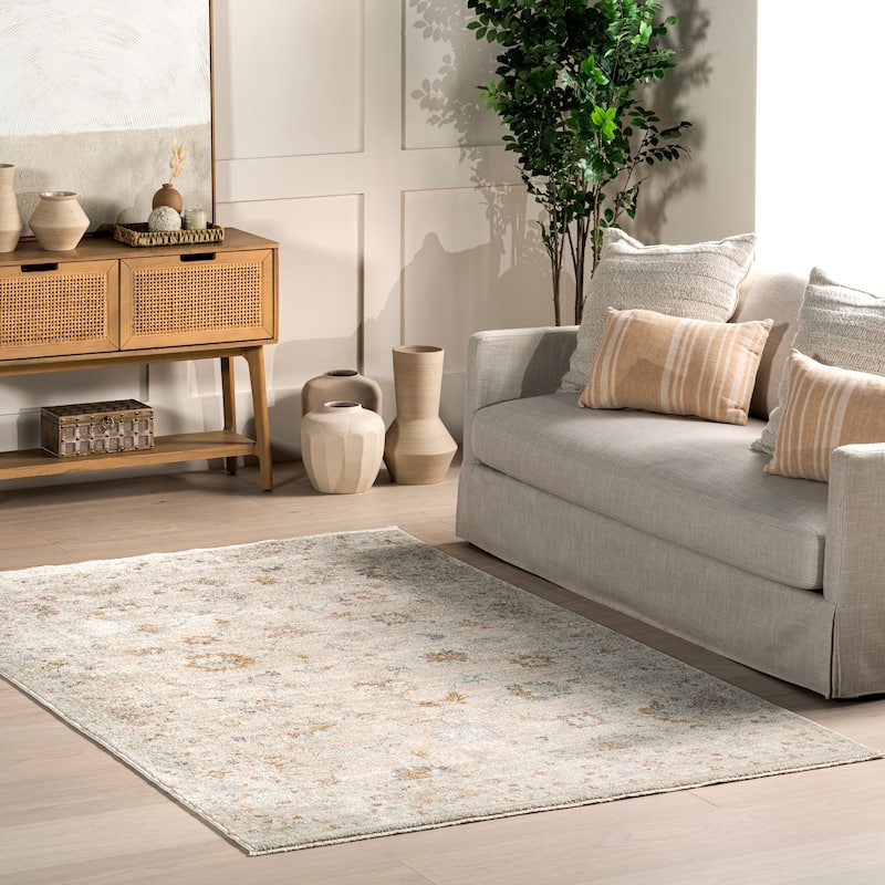 Nuloom Porter Faded Medallion Fringe Area Rug - 4' x 6' - Beige - Rectangle