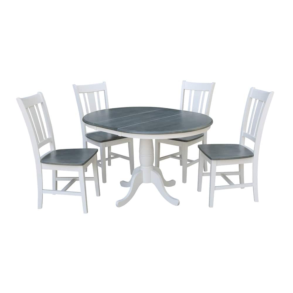 36" Round Extension Dining Table With 4 San Remo Chairs