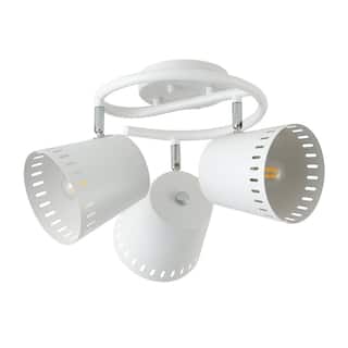 Modern 3 Light Semi-Flush Mount Ceiling Light with White Cylinder Shades