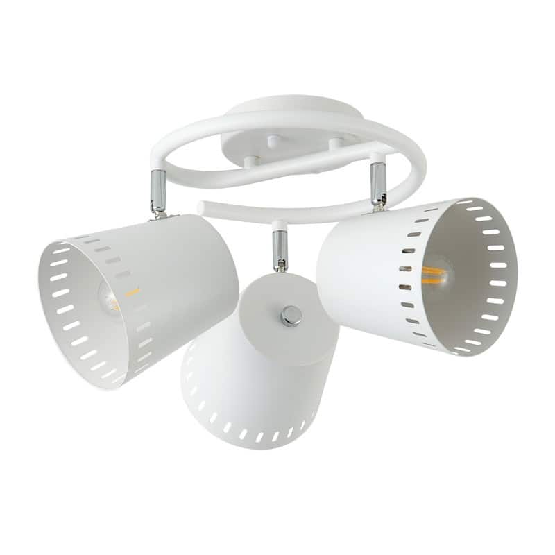 Modern 3 Light Semi-Flush Mount Ceiling Light with White Cylinder Shades