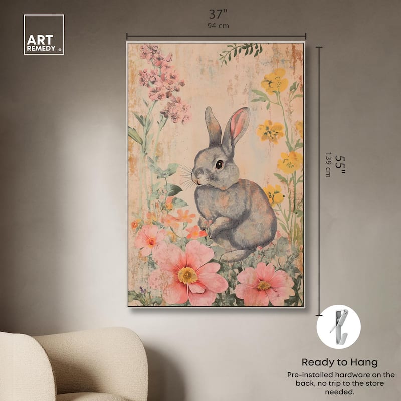 Floral Bunny Canvas by Art Remedy